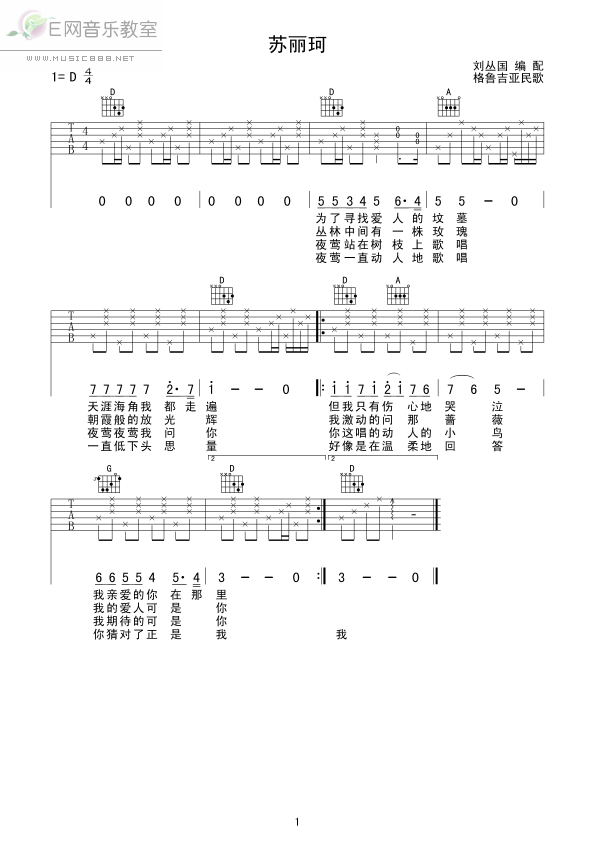 苏丽珂吉他谱（图1）
