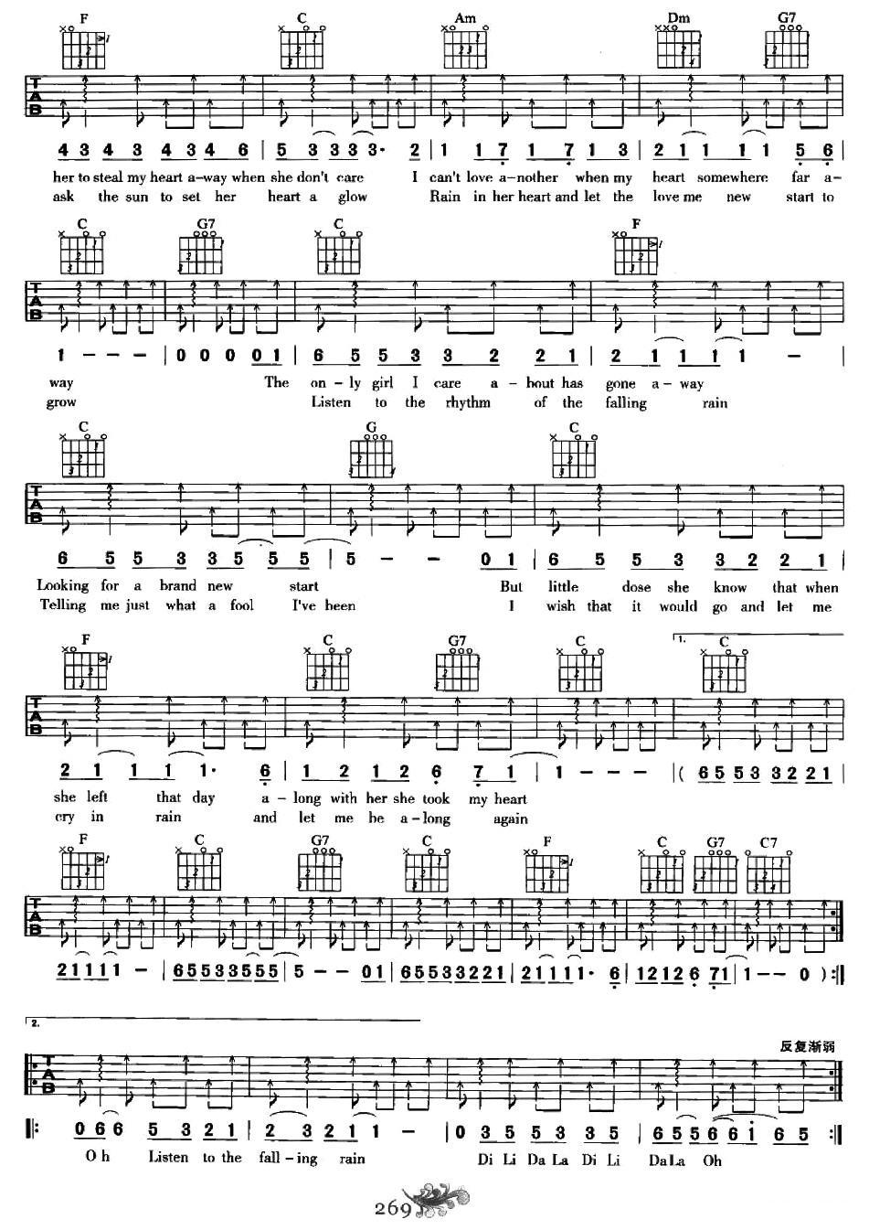 雨的节奏吉他谱（图2）