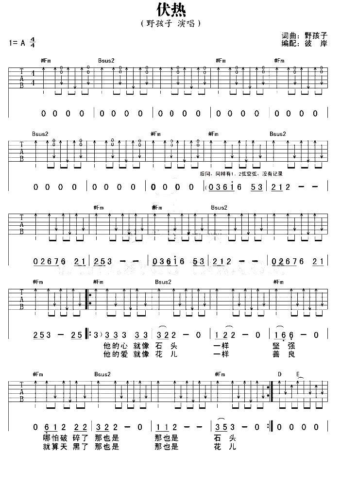 伏热吉他谱（图1）