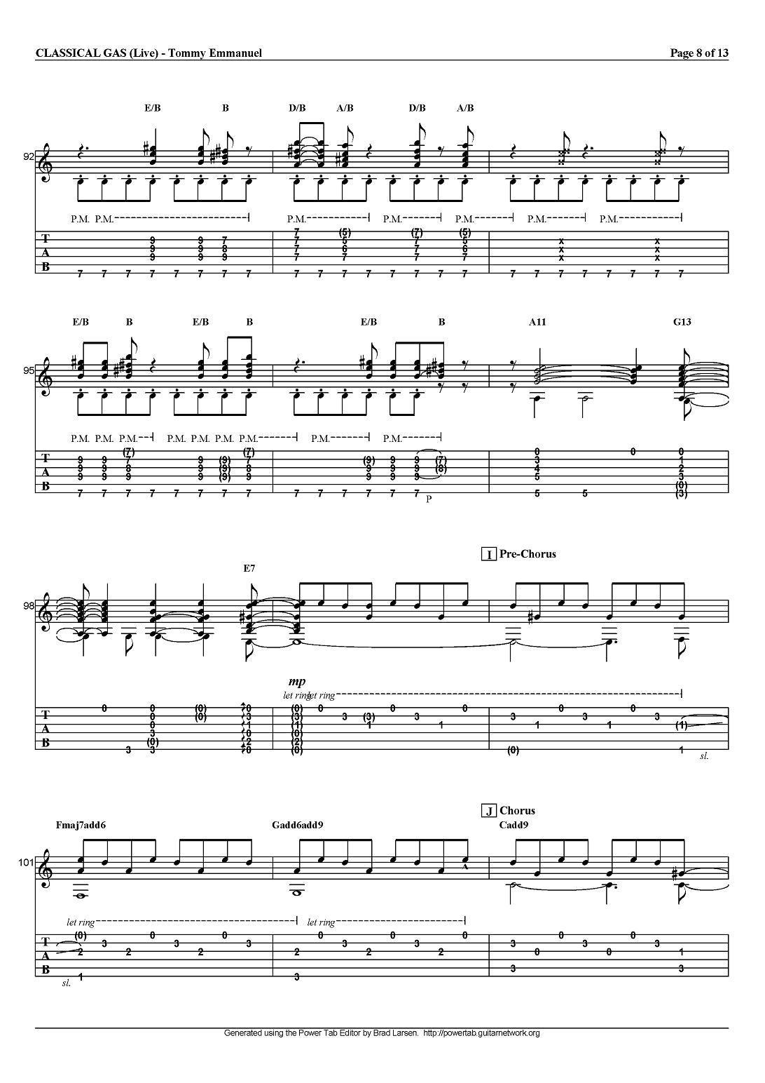 tommy emmanuel：classical gas（指弹吉他）吉他谱（图8）