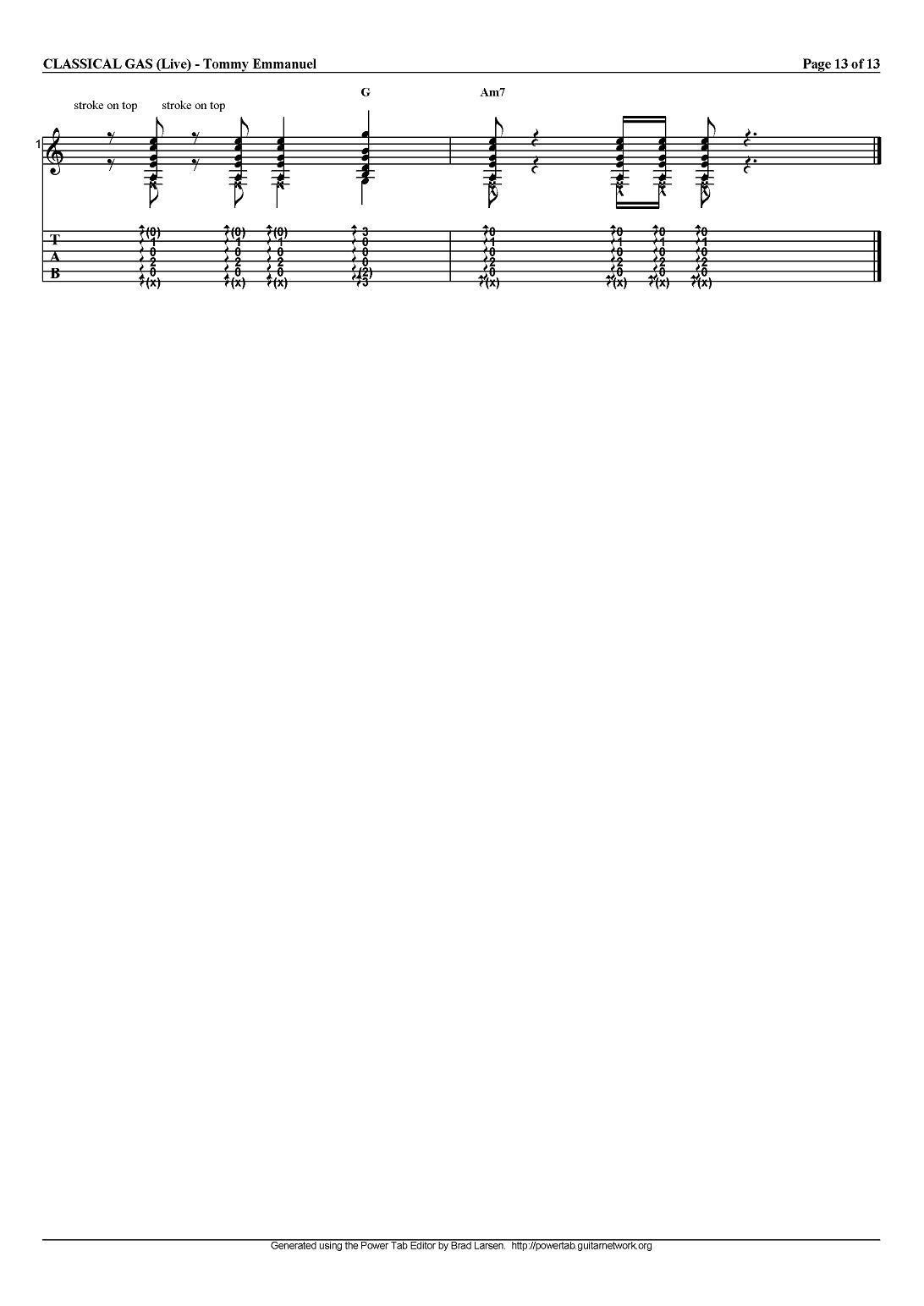 tommy emmanuel：classical gas（指弹吉他）吉他谱（图13）