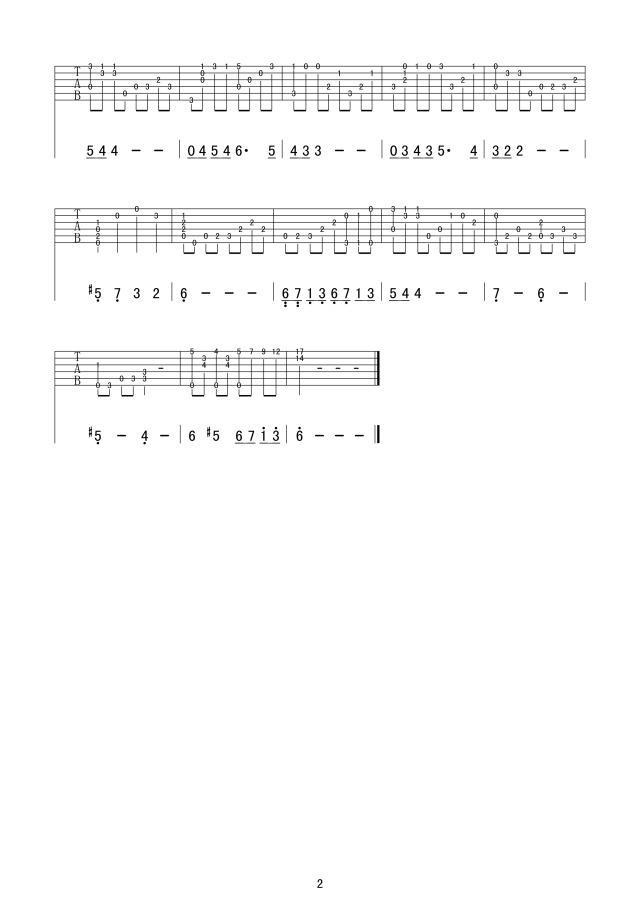 思乡曲（古典版、指弹吉他谱）吉他谱（图2）