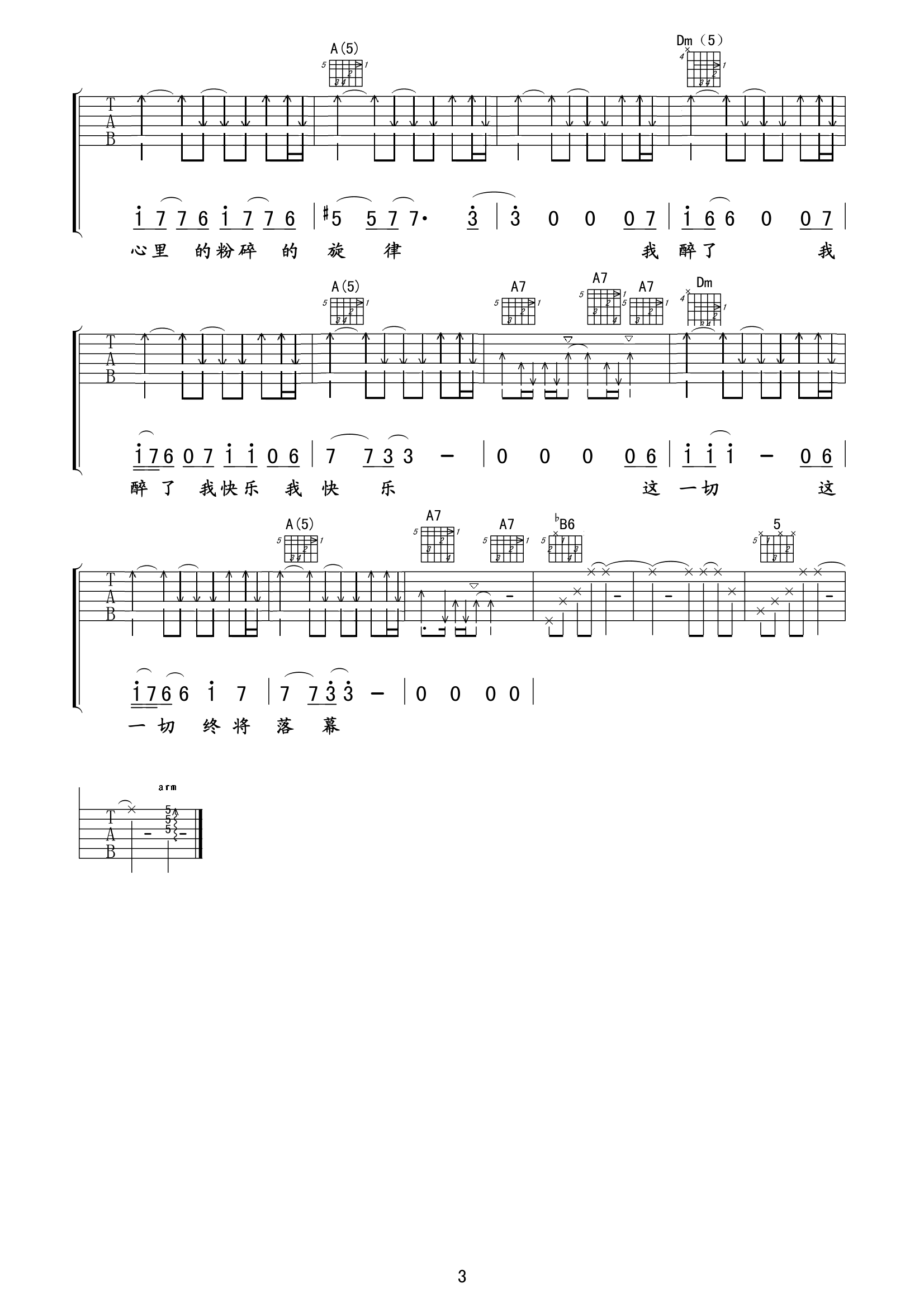 落幕吉他谱（图3）