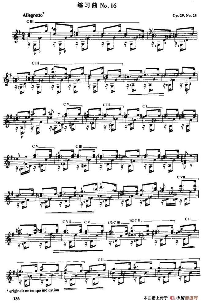 费尔南多·索尔 古典吉他练习曲 No.16（Op.29  No.23）吉他谱（图1）