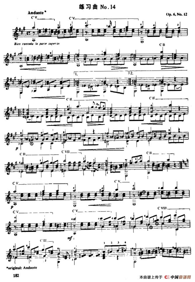 费尔南多·索尔 古典吉他练习曲 No.14（Op.6  No.12）吉他谱（图1）