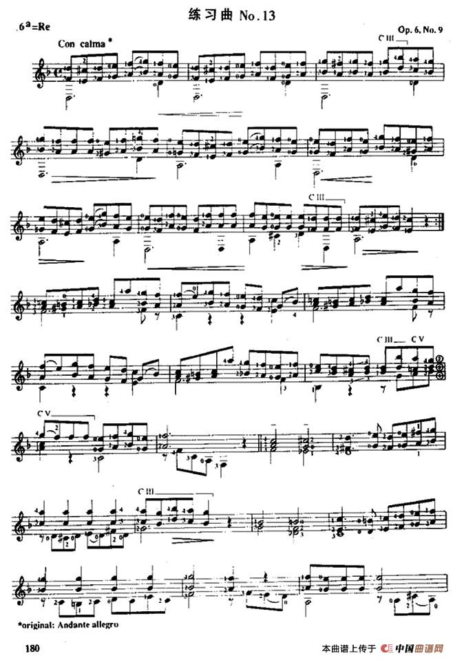 费尔南多·索尔 古典吉他练习曲 No.13（Op.6  No.9）吉他谱（图1）