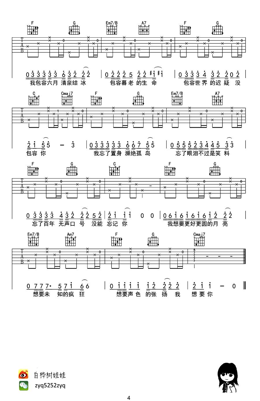 奇妙能力歌（张一清编配版）吉他谱（图4）