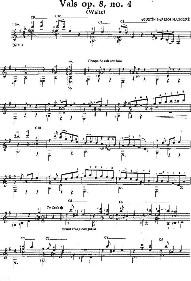 Vals op.8no.4（古典吉他）吉他谱（图1）