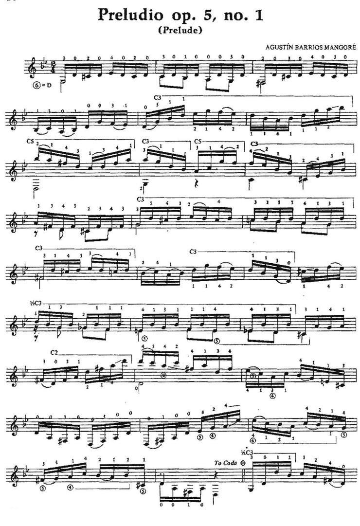 Preludio op.5no.1（古典吉他）吉他谱（图1）
