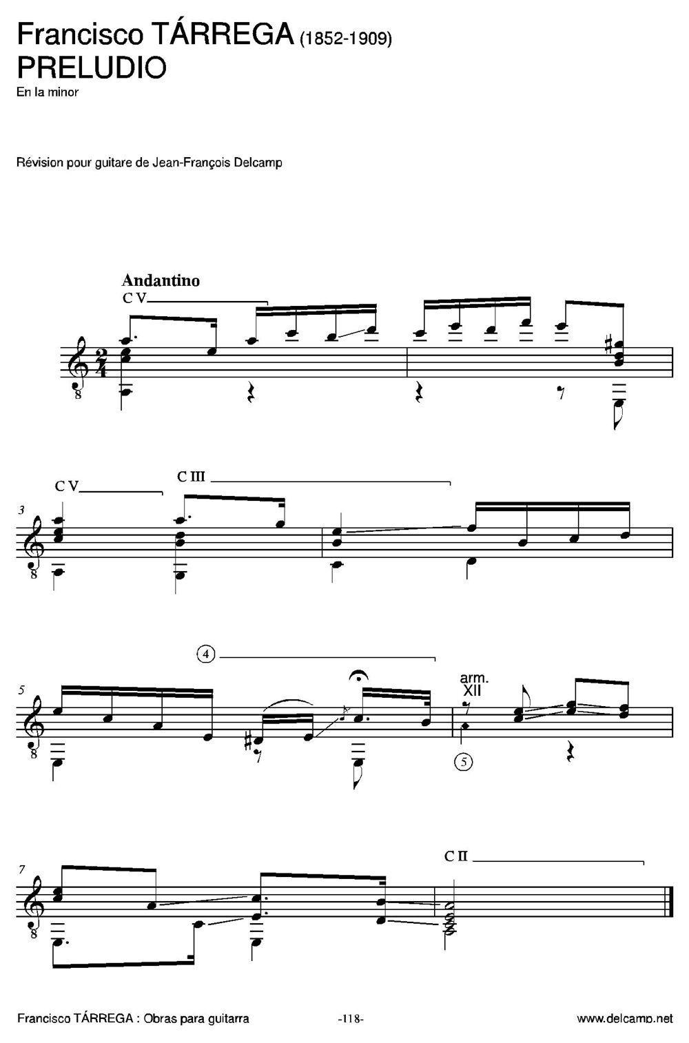 PRELUDIO(En la minor)（古典吉他）吉他谱（图1）
