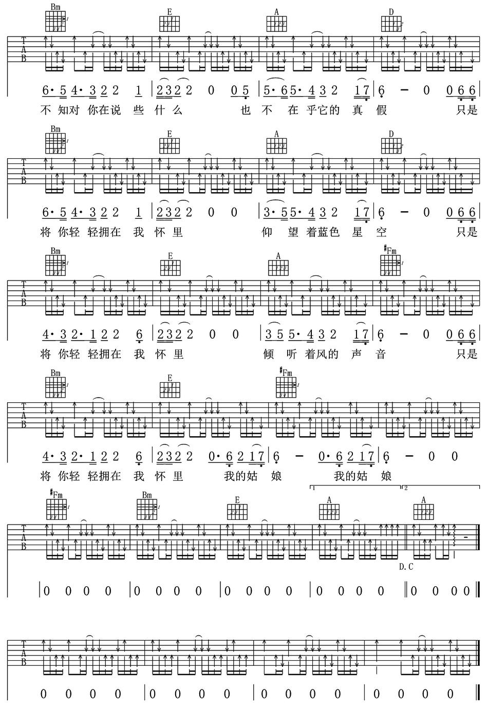 星空（卢海江记谱制谱版）吉他谱（图2）