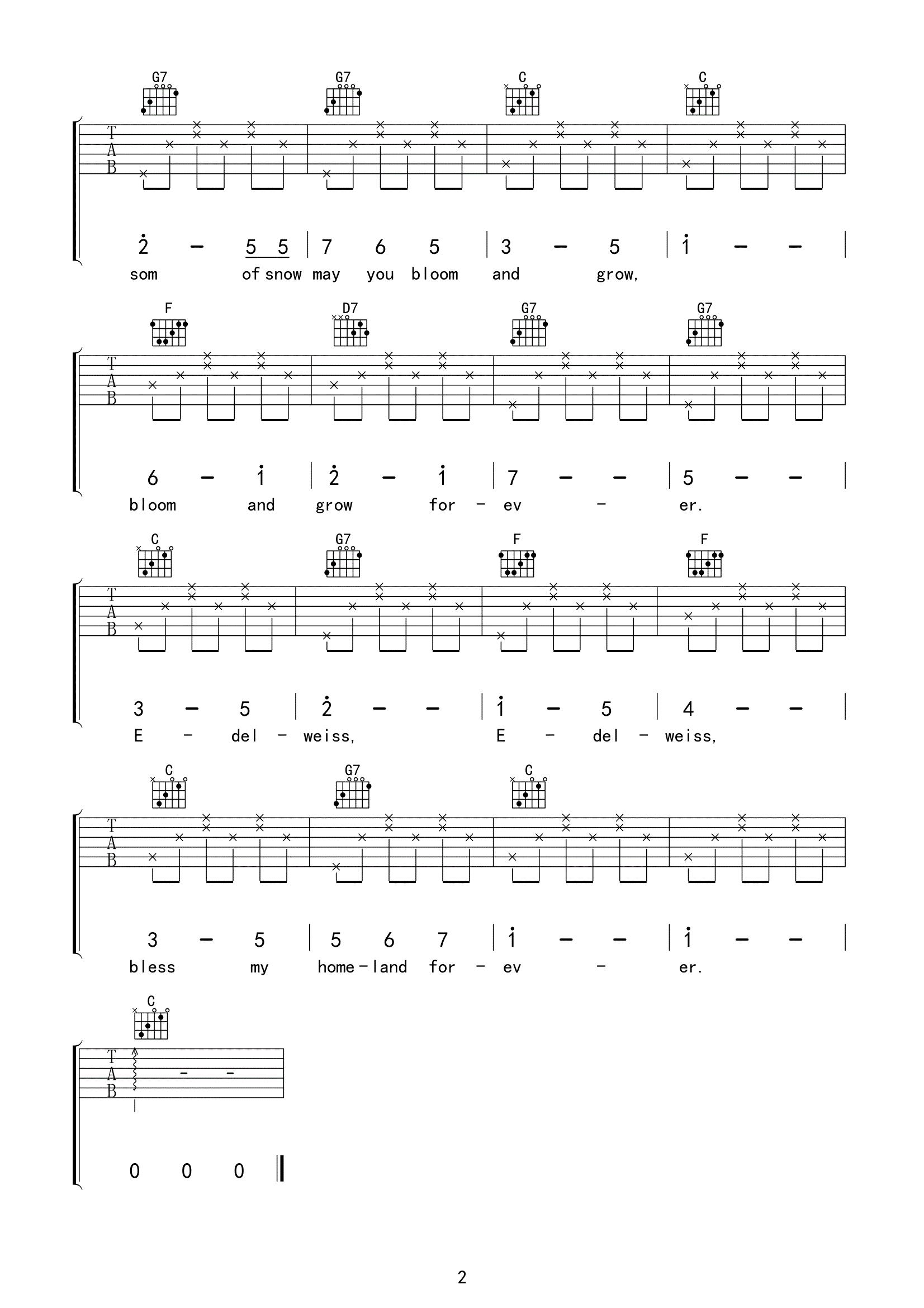 Edelweiss（雪绒花）（晓涛吉他编配版）吉他谱（图2）
