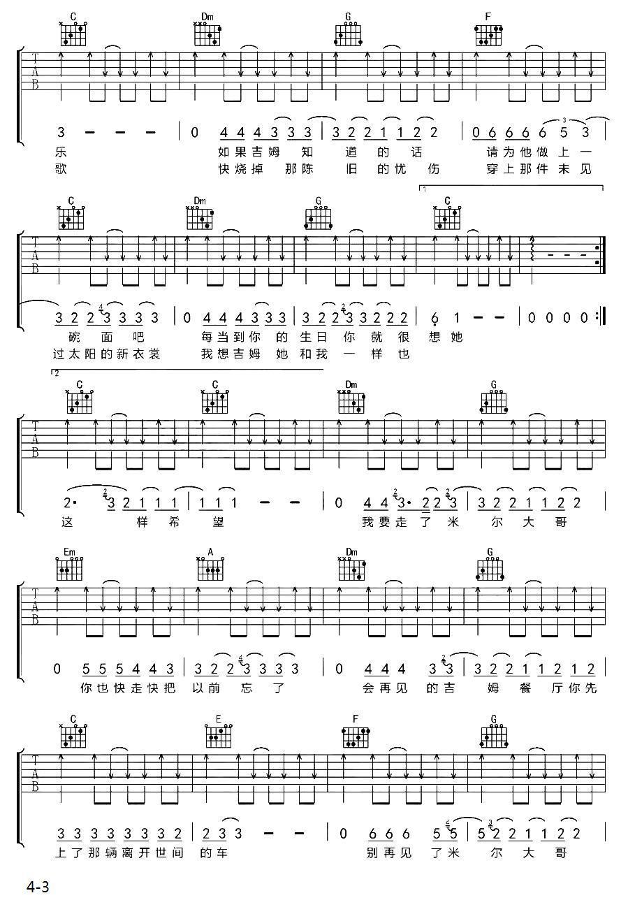 吉姆餐厅吉他谱（图3）