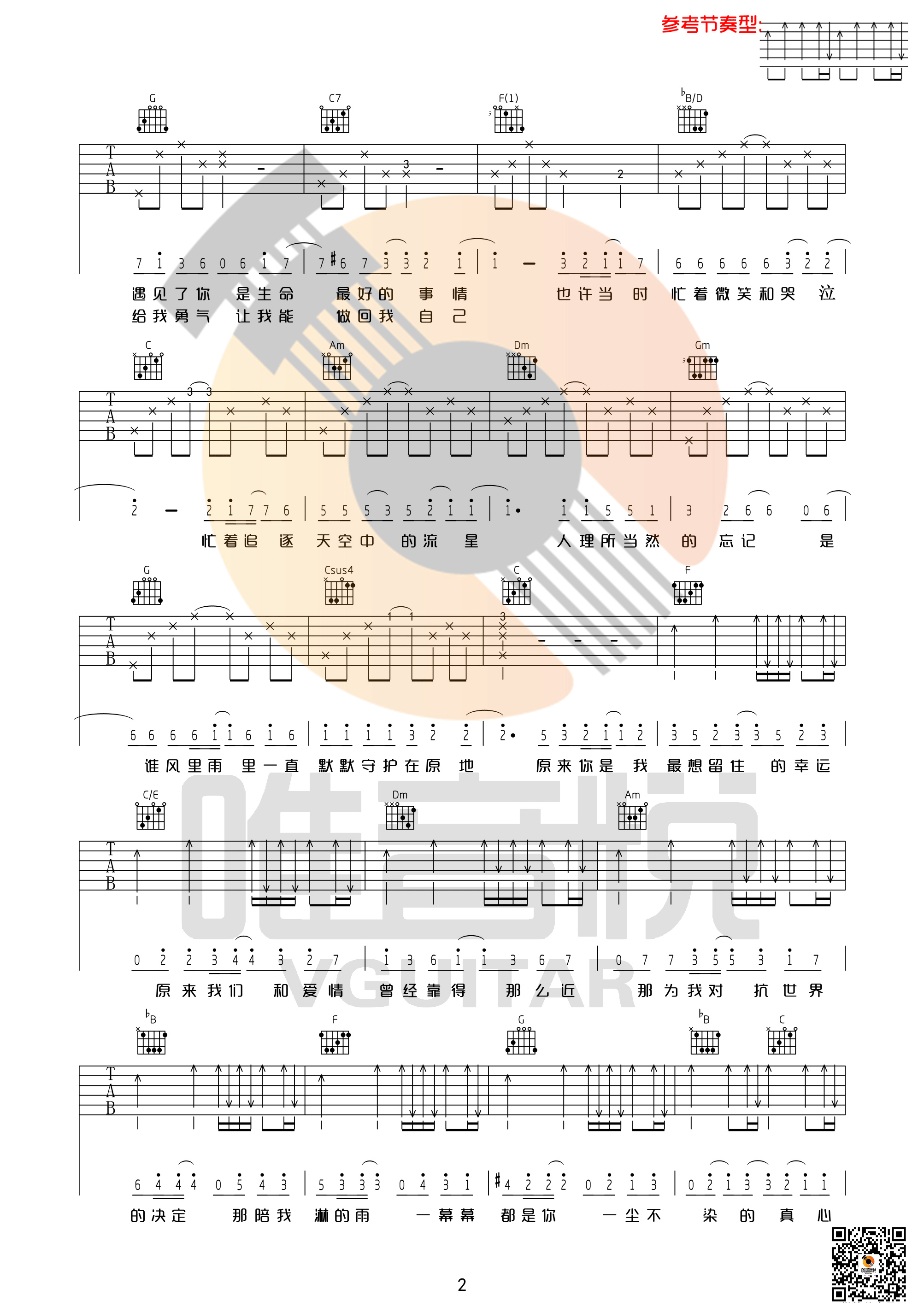 小幸运 F调吉他谱（图2）