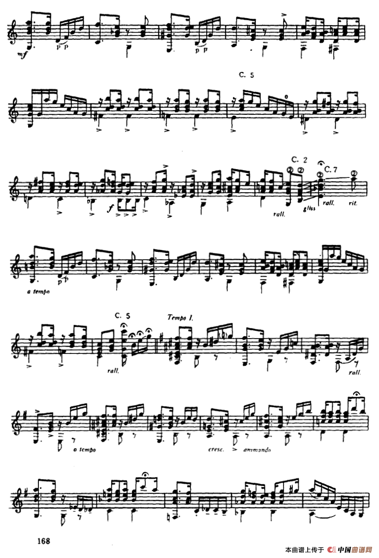 肖罗舞曲第一号（古典吉它）吉他谱（图2）