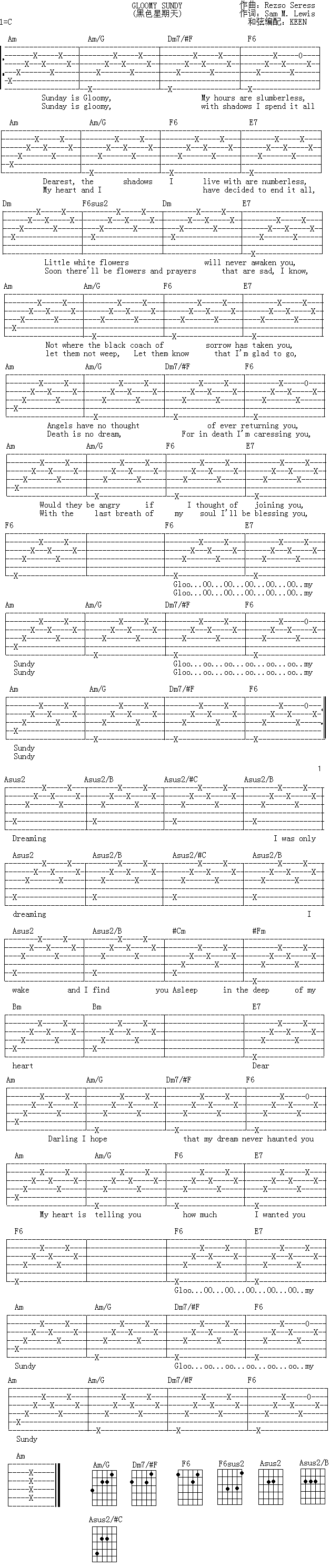 黑色星期天吉他谱（图1）