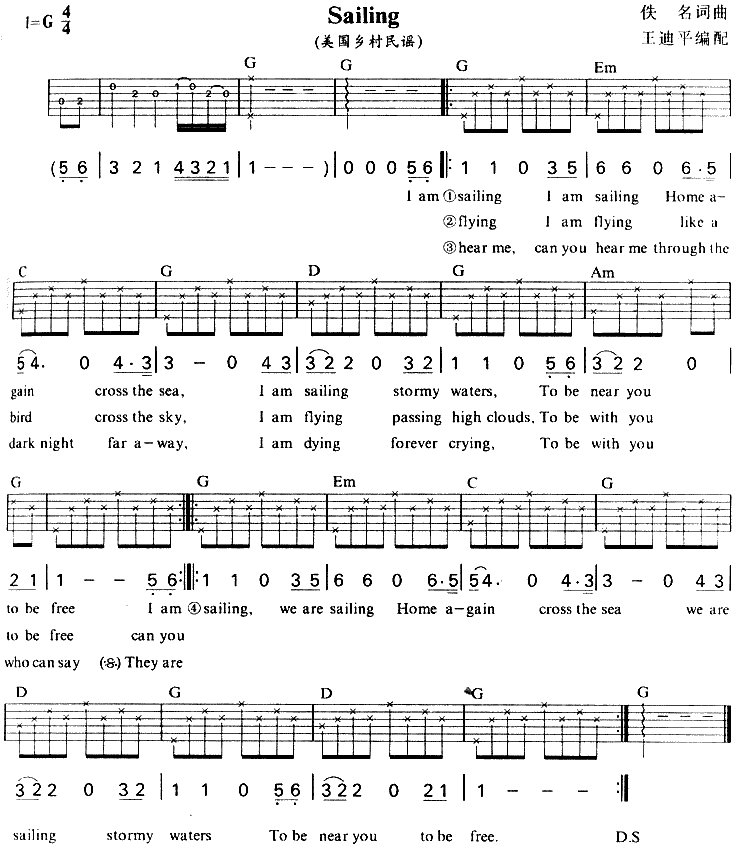 Sailing 远航吉他谱（图1）