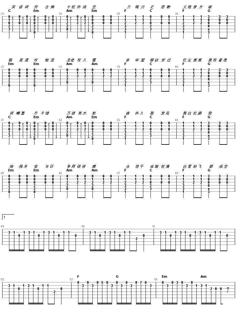 逍遥叹(《仙剑奇侠传》插曲)吉他谱（图2）