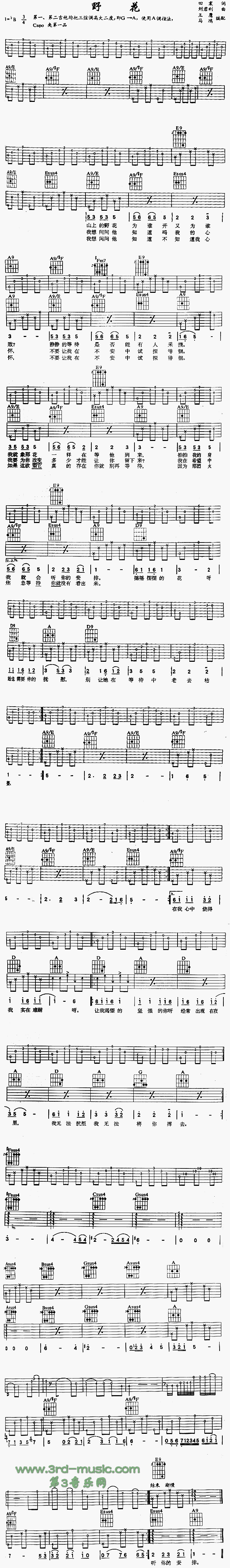 野花吉他谱（图1）