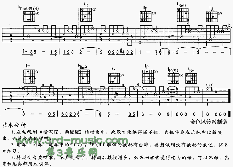 烟雨濛濛(《情深深雨濛濛》片尾曲)吉他谱（图3）