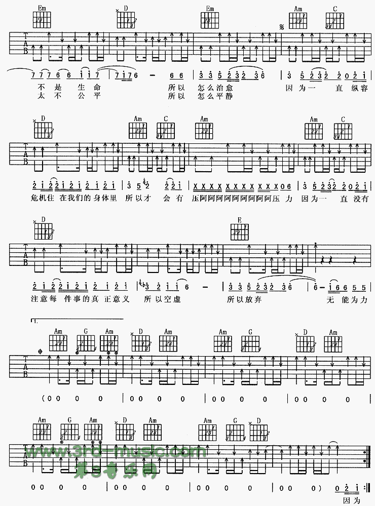 无能为力吉他谱（图2）