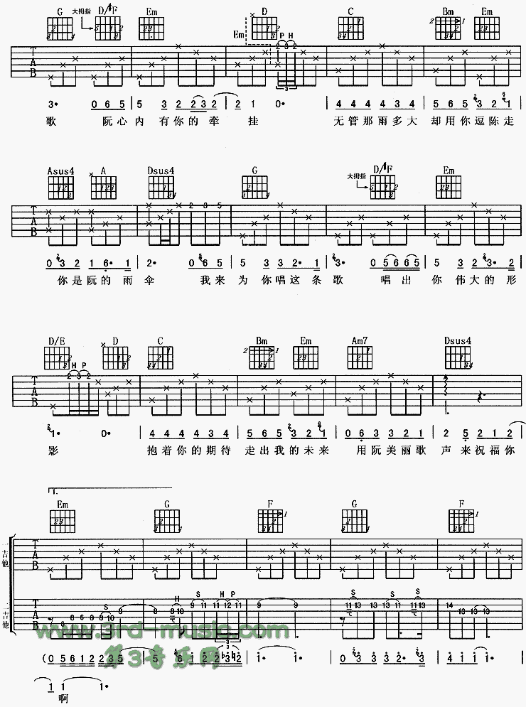 雨衣（闽南语）吉他谱（图2）