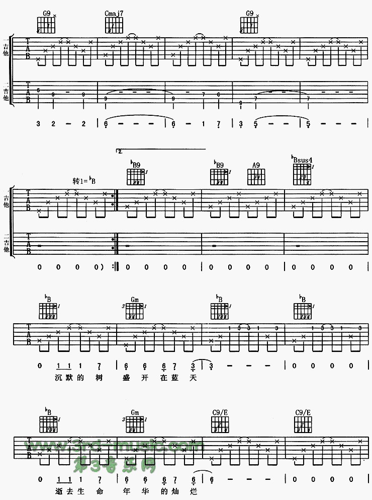 风花树吉他谱（图3）