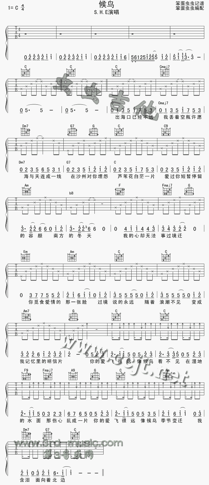 候鸟吉他谱（图1）