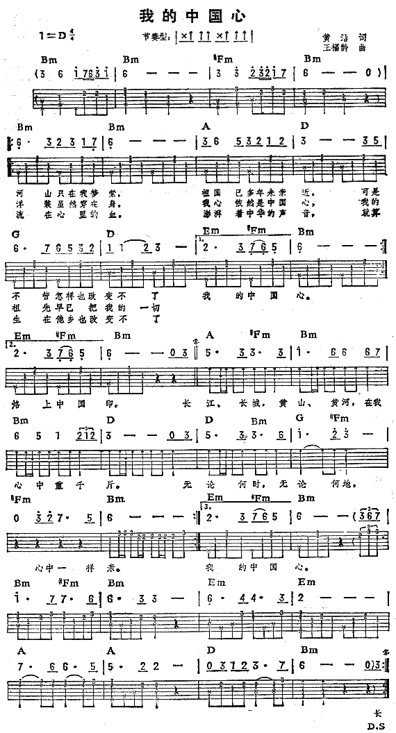 张明敏-我的中国心吉他谱（图1）
