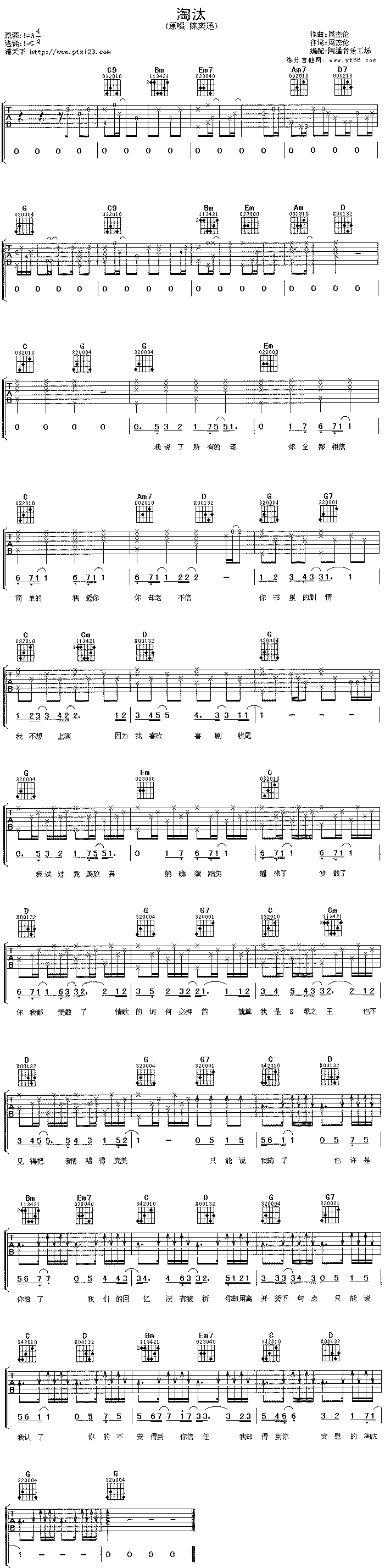 淘汰吉他谱（图1）