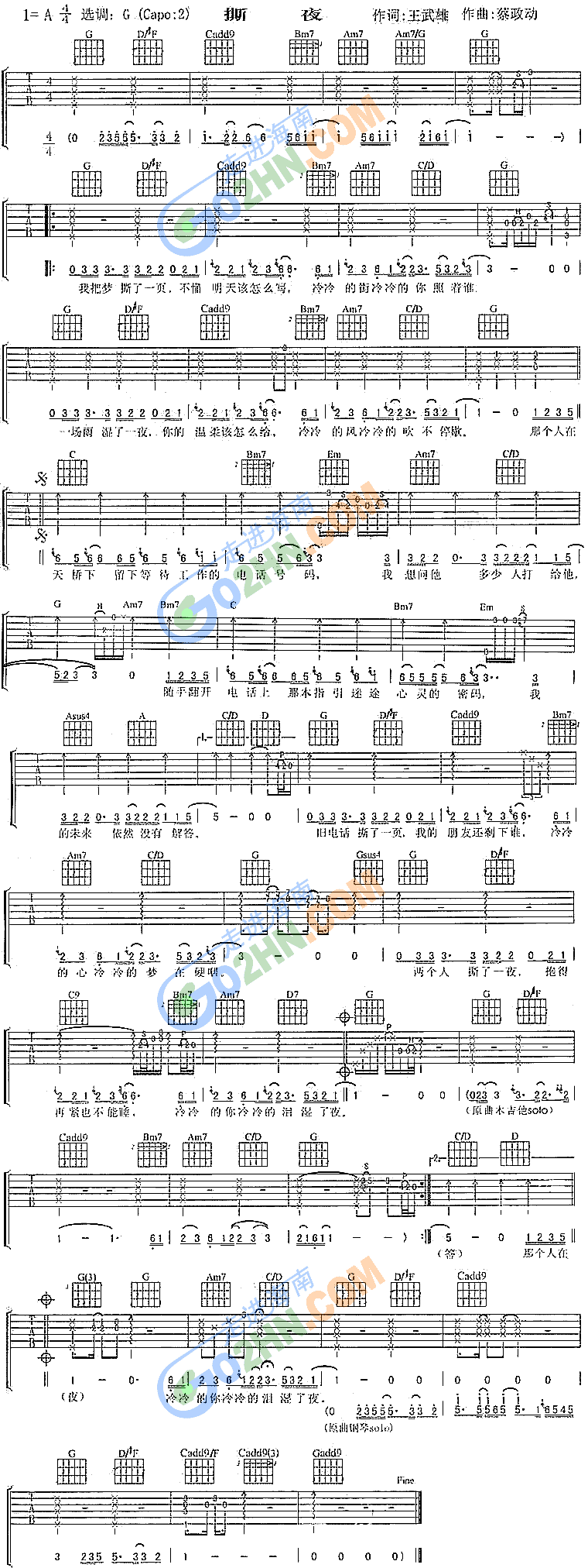 撕夜吉他谱（图1）