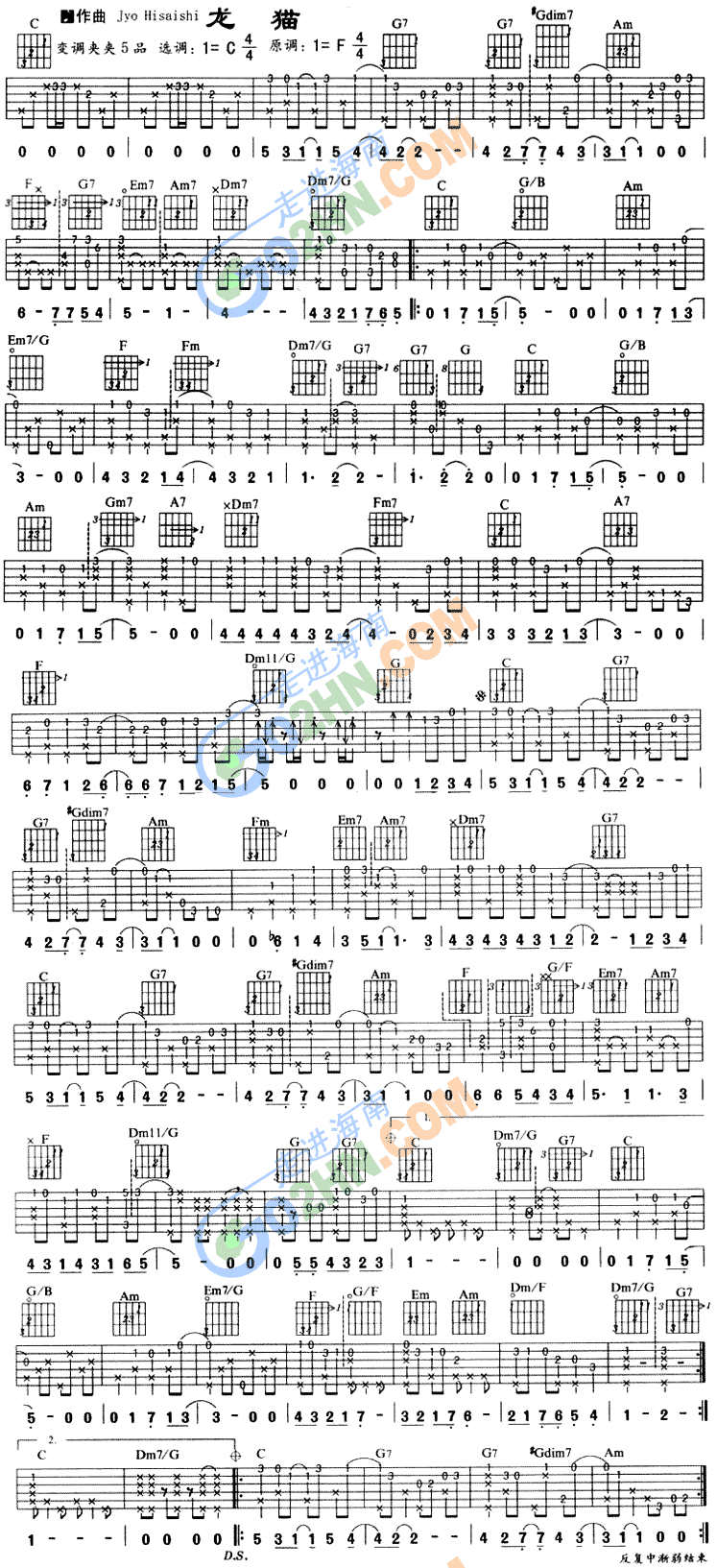 龙猫吉他谱（图1）