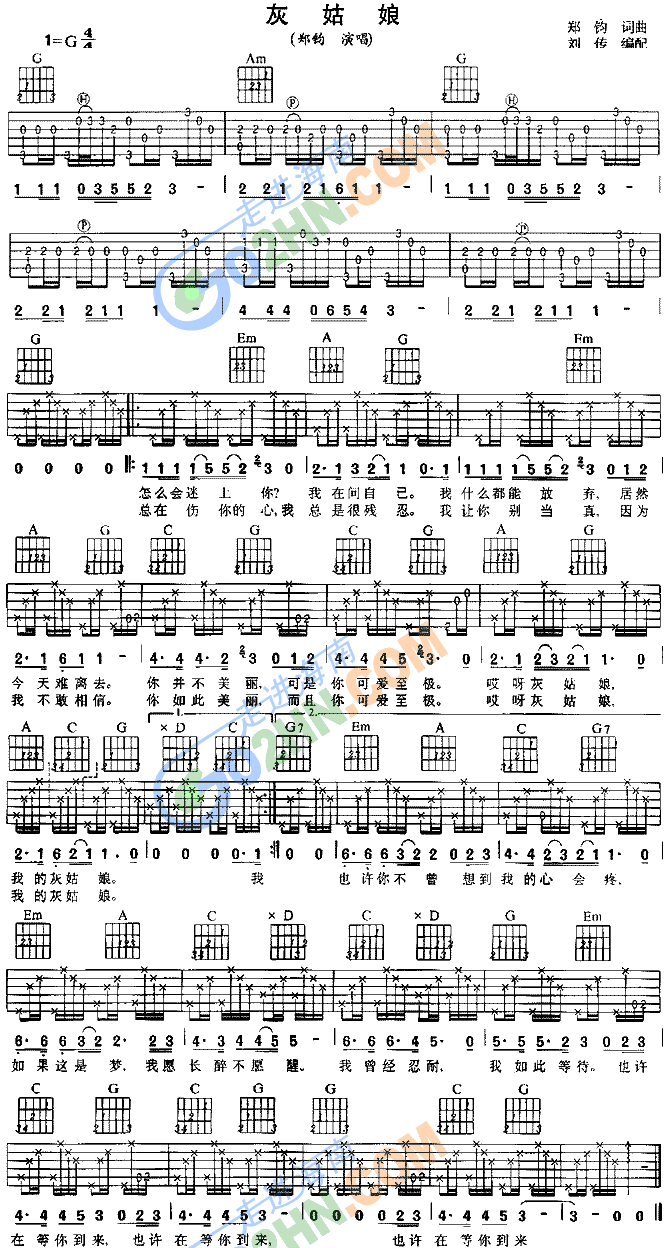 灰姑娘吉他谱（图1）