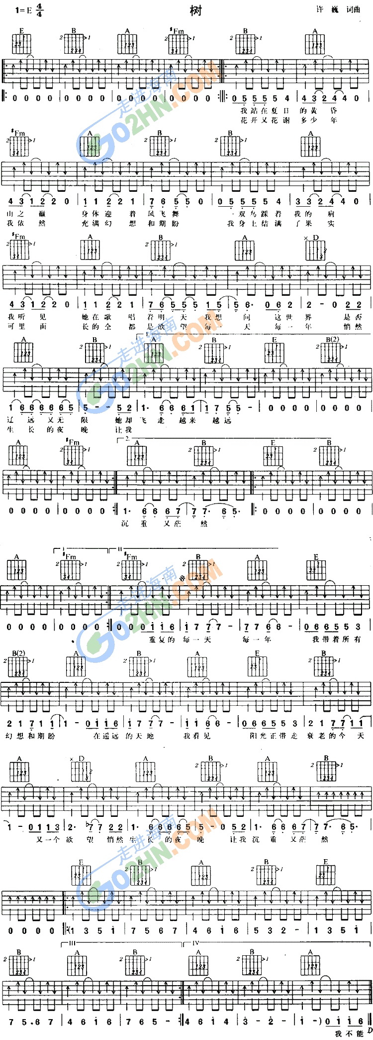树吉他谱（图1）