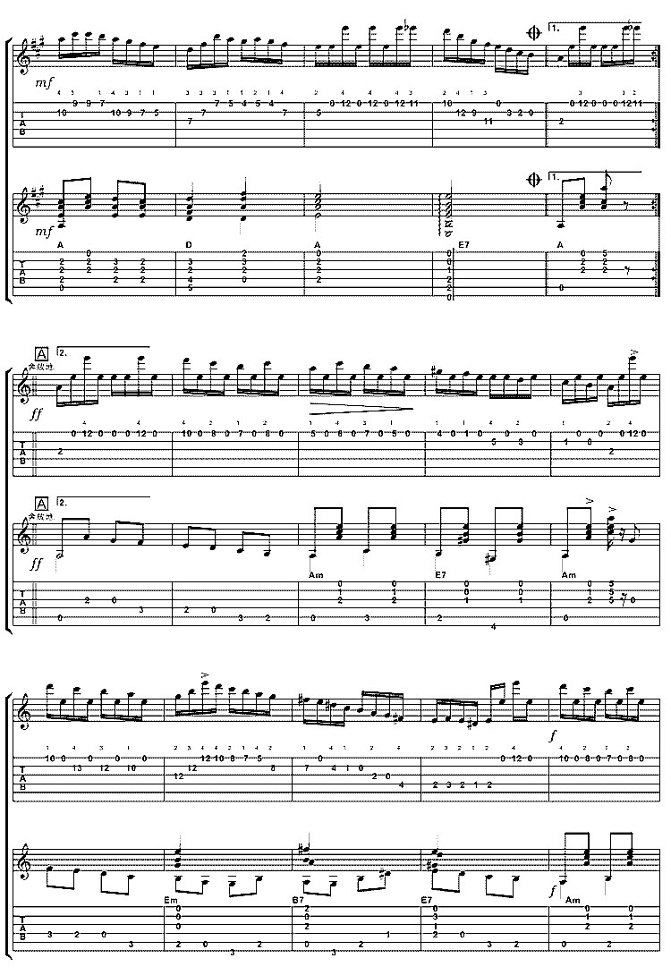 蓝色天使吉他谱( 六线谱)吉他谱（图3）