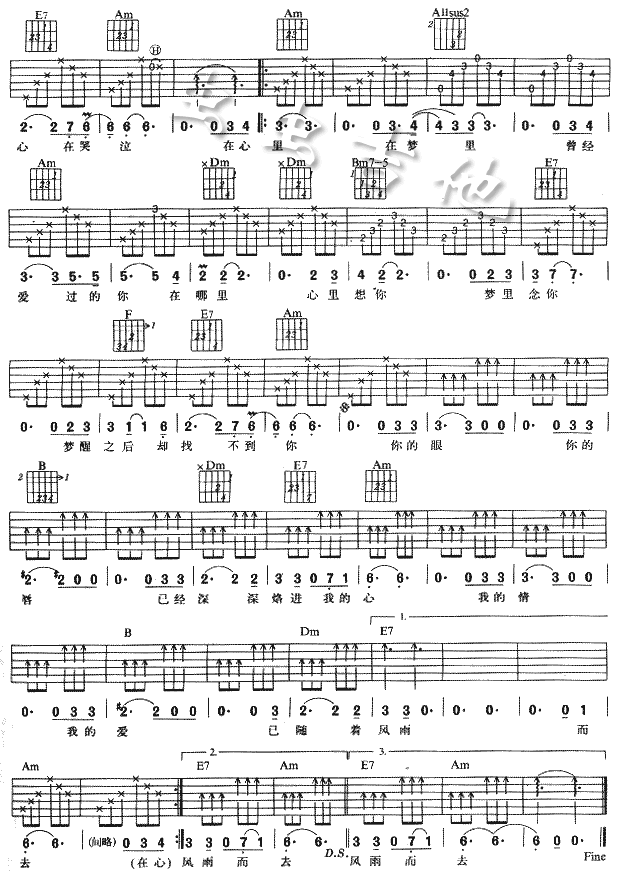 承受吉他谱( 六线谱)-吉他谱（图2）