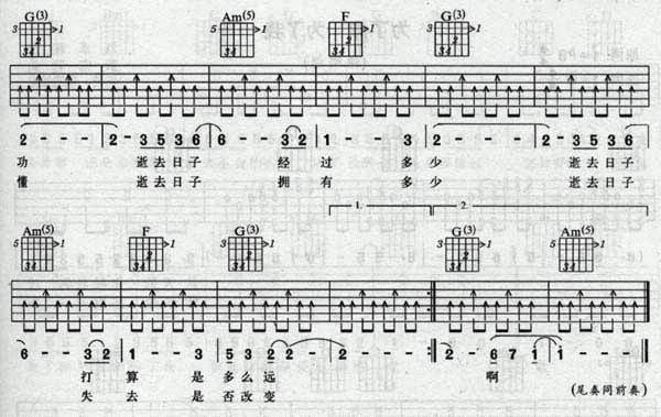 逝去的日子吉他谱(和弦 六线谱)-吉他谱（图2）