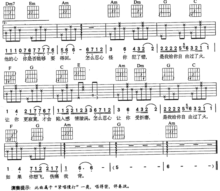过火吉他谱(和弦 六线谱)-吉他谱（图2）