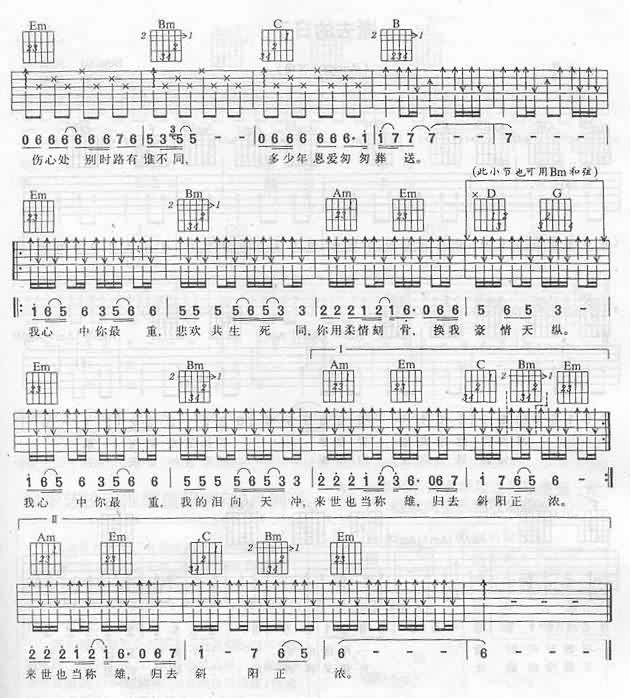 霸王别姬-认证谱吉他谱( 六线谱)-吉他谱（图2）