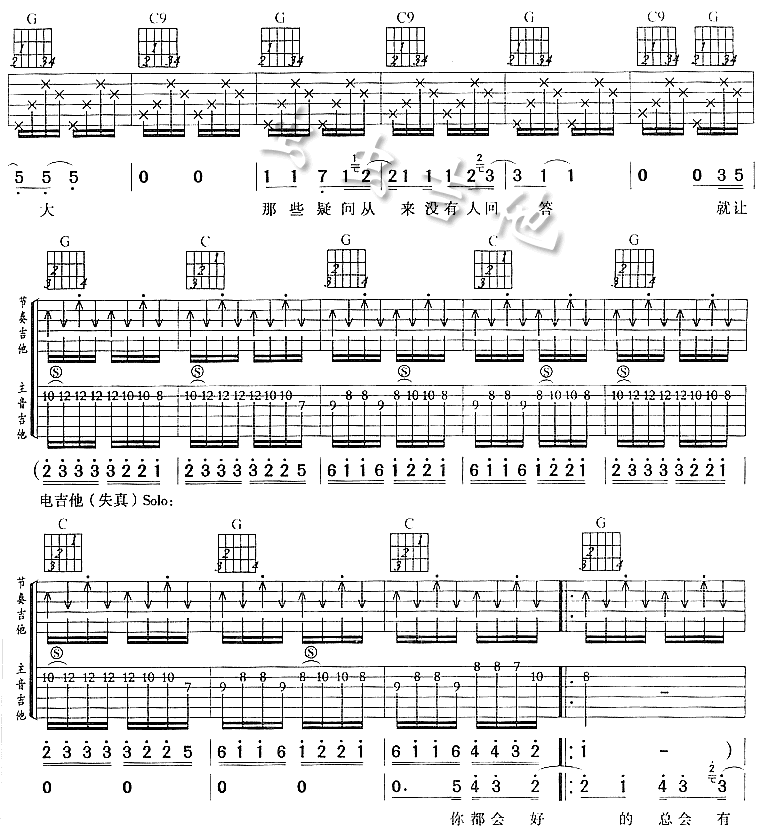 在希望的田野上吉他谱( 六线谱)-吉他谱（图2）