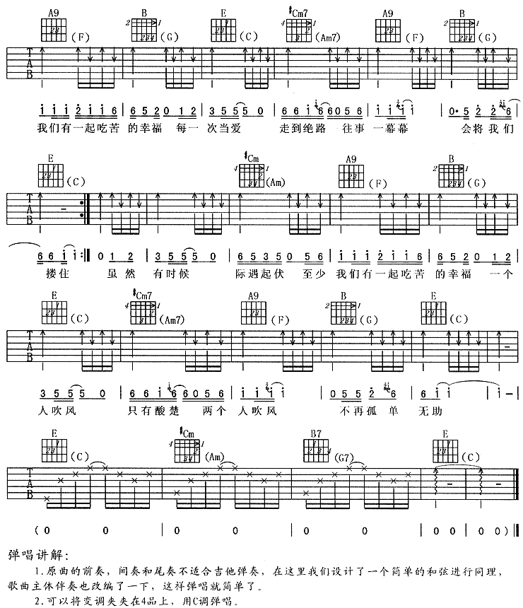 一起吃苦的幸福-周华健吉他谱（图2）