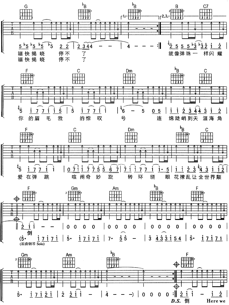 浓眉毛 (孙燕姿)吉他谱（图2）
