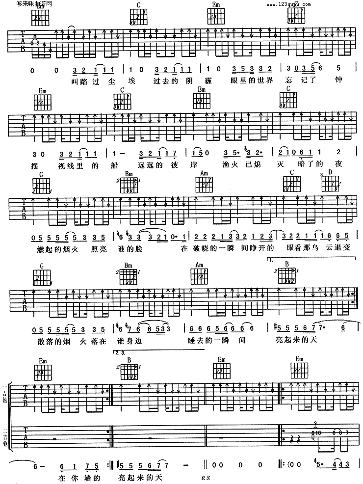 狂想曲(羽泉)吉他谱（图2）