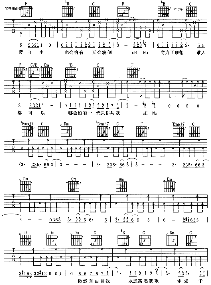 海阔天空(黄家驹)吉他谱（图3）