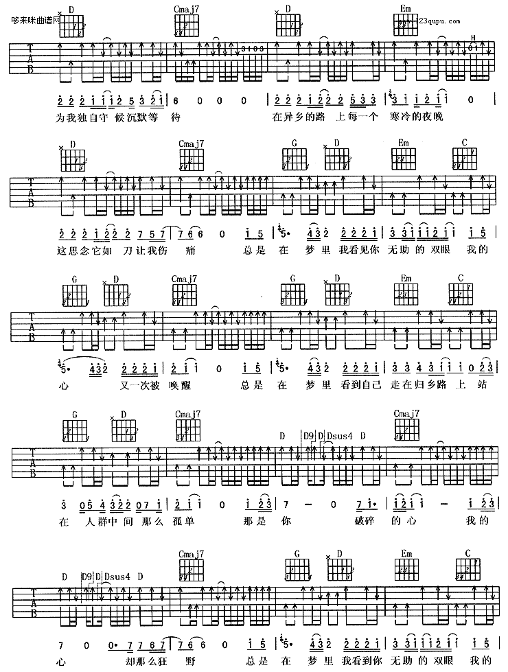 故乡(许巍)吉他谱（图4）