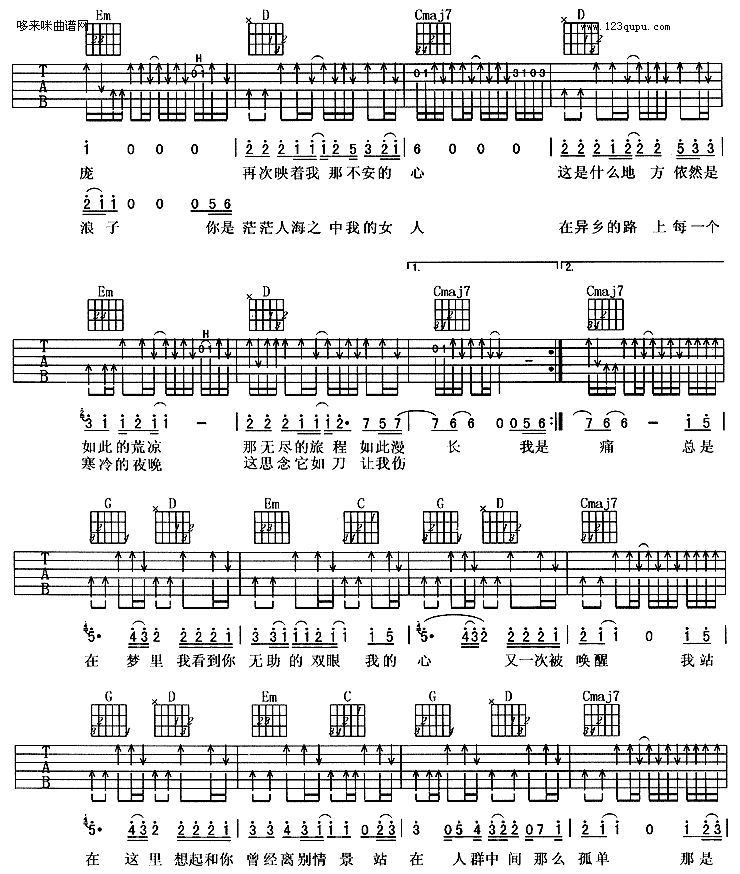 故乡(许巍)吉他谱（图2）