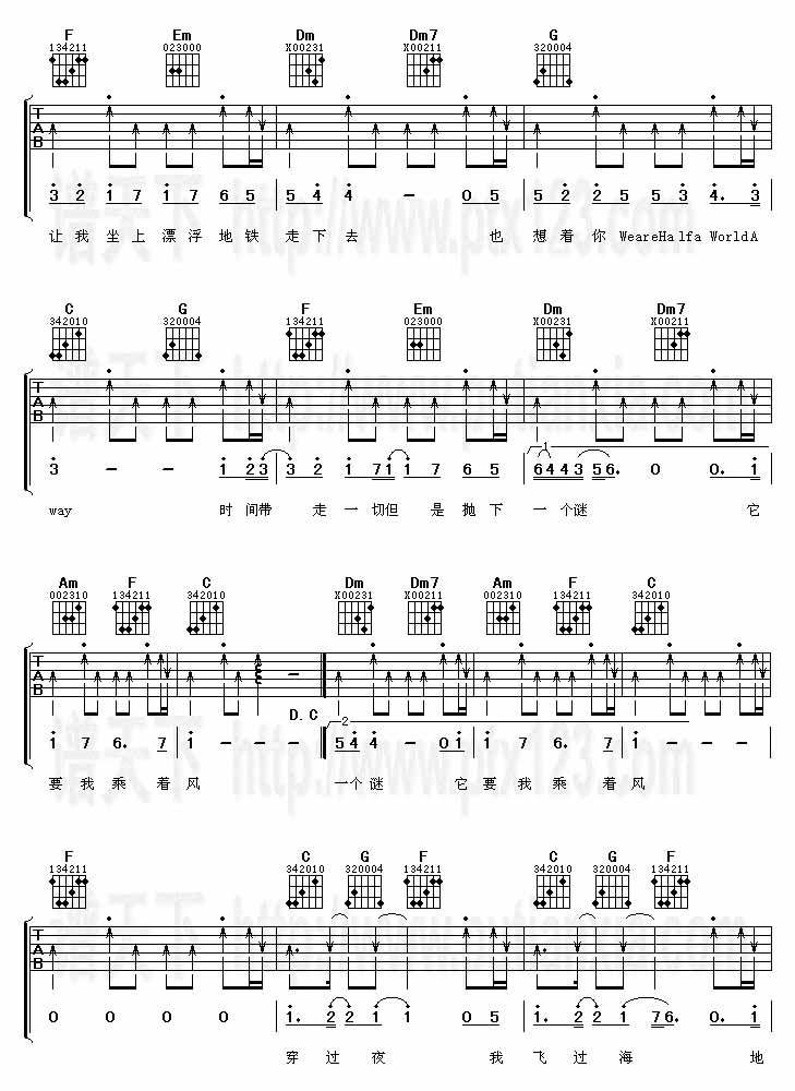 漂浮地铁(吉他谱)吉他谱（图2）