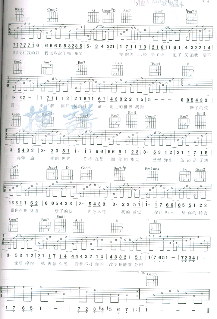 断了的弦吉他谱（图2）