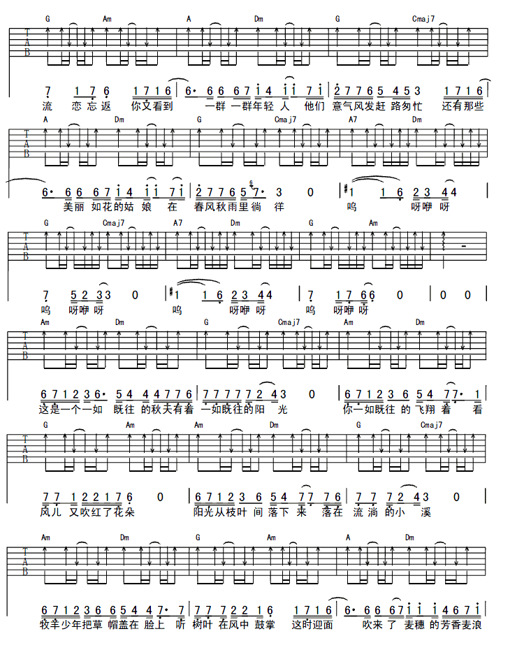 麦田上的乌鸦吉他谱（图2）