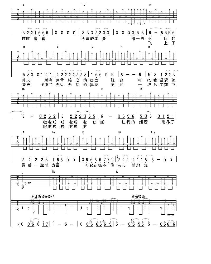 鸟儿的幻想吉他谱（图3）